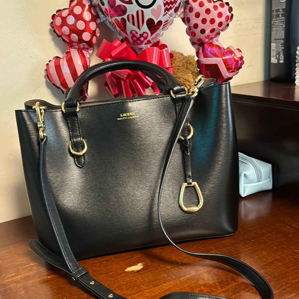 Lauren Ralph Lauren Black Leather Tote